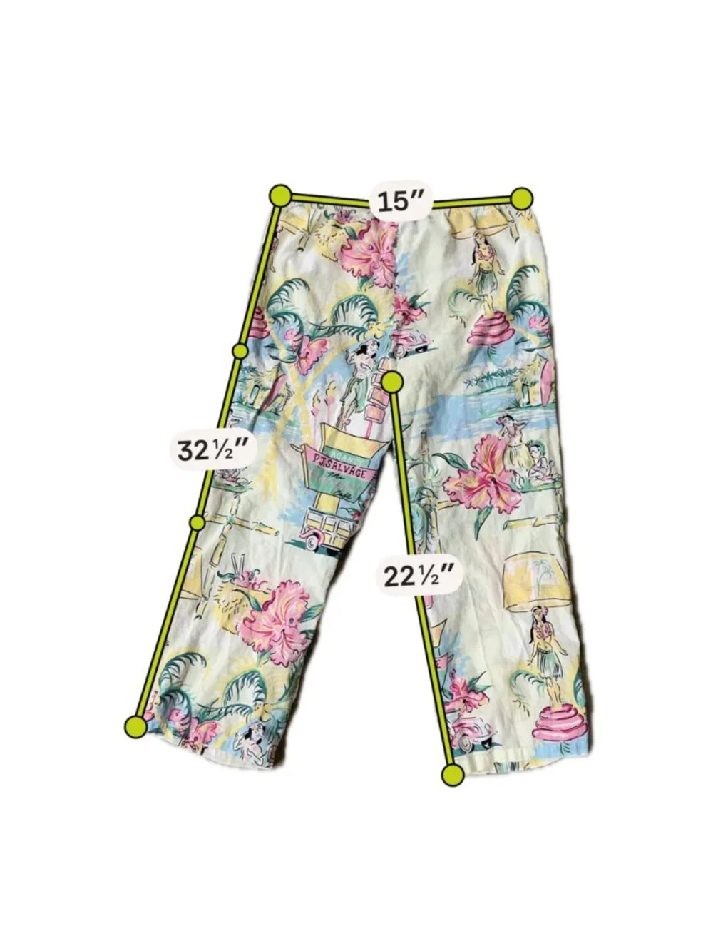 Womens Cotton Pajama Set PJ Salvage Tropical Hula Girl Beach Size Small READ - Picture 8 of 15